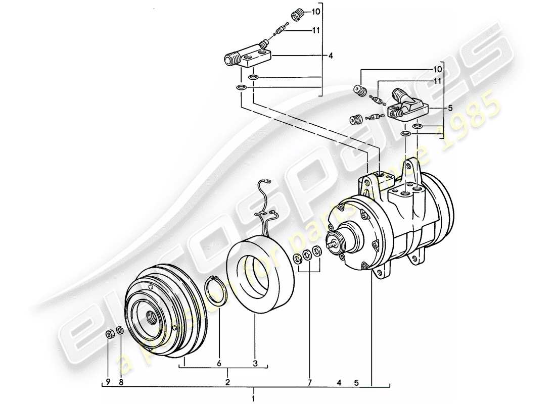 porsche 928 (1986) compressor part diagram