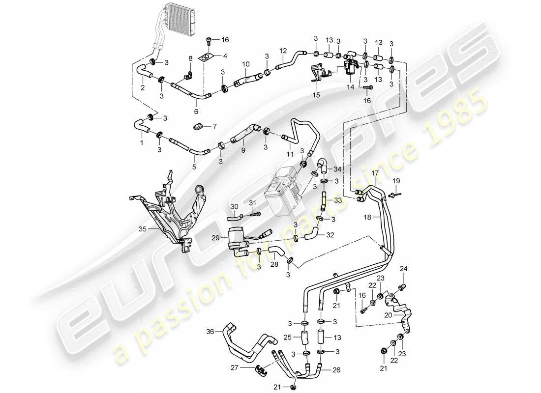 porsche cayenne (2009) heater part diagram