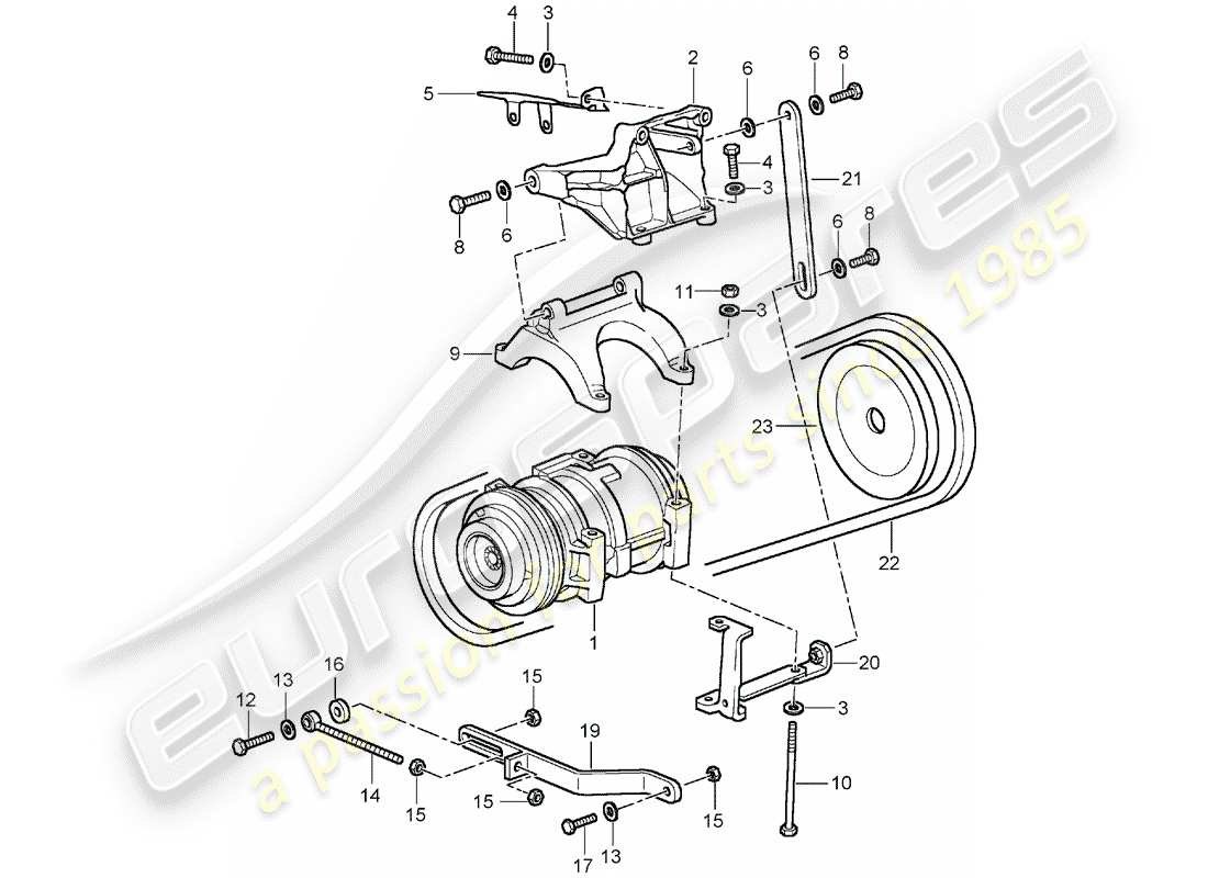 porsche 928 (1992) assembly - compressor - air conditioner part diagram