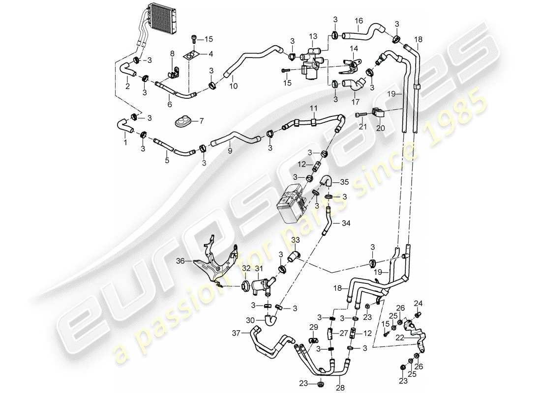 porsche cayenne (2006) air con./heating/aux. heater part diagram