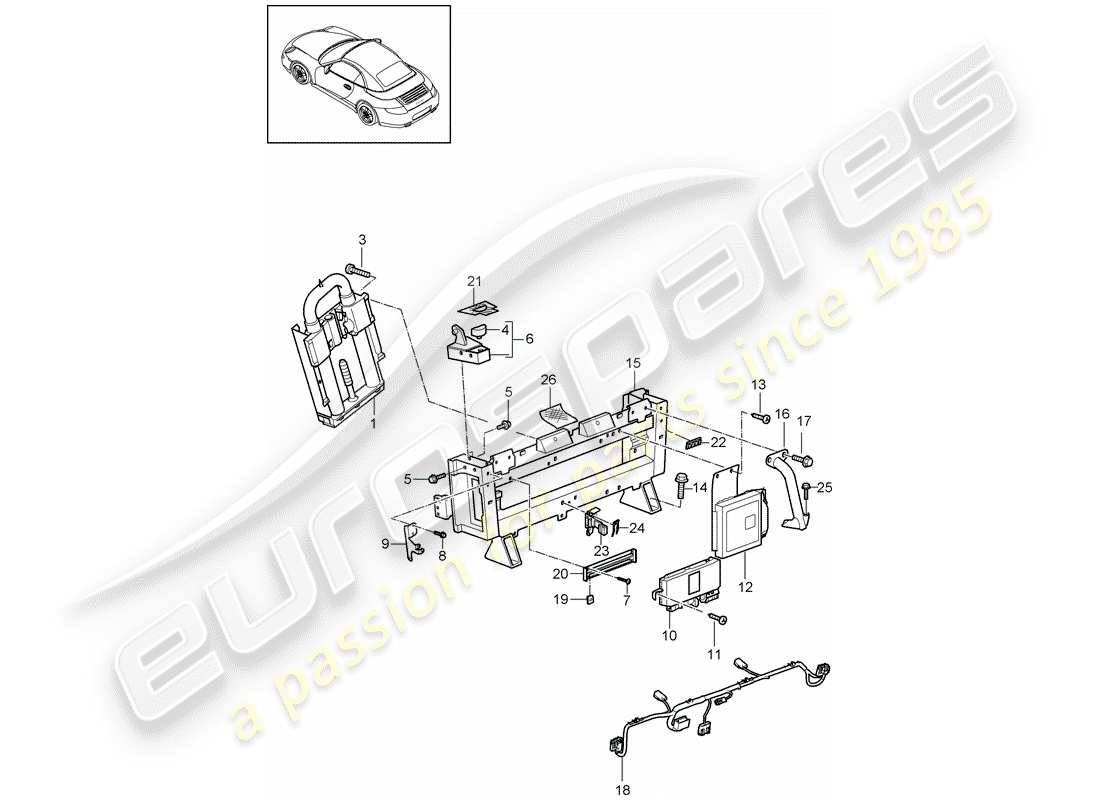 porsche 997 gen. 2 (2011) roll bar part diagram