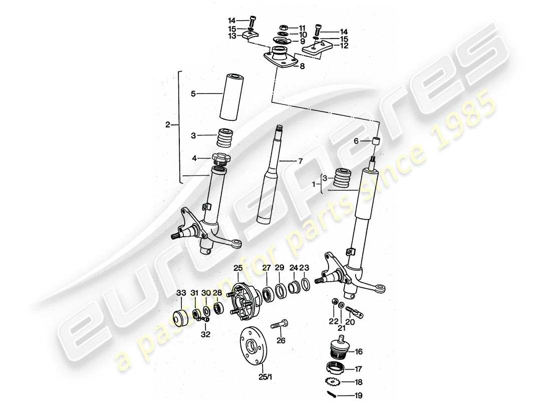 porsche 911 turbo (1975) shock absorber strut - lubricants parts diagram