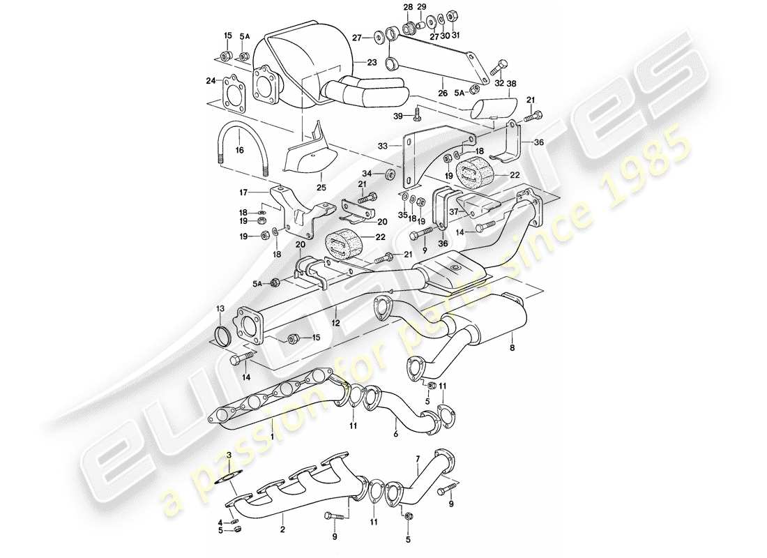 porsche 928 (1979) exhaust system - d - mj 1978>> - mj 1978 part diagram