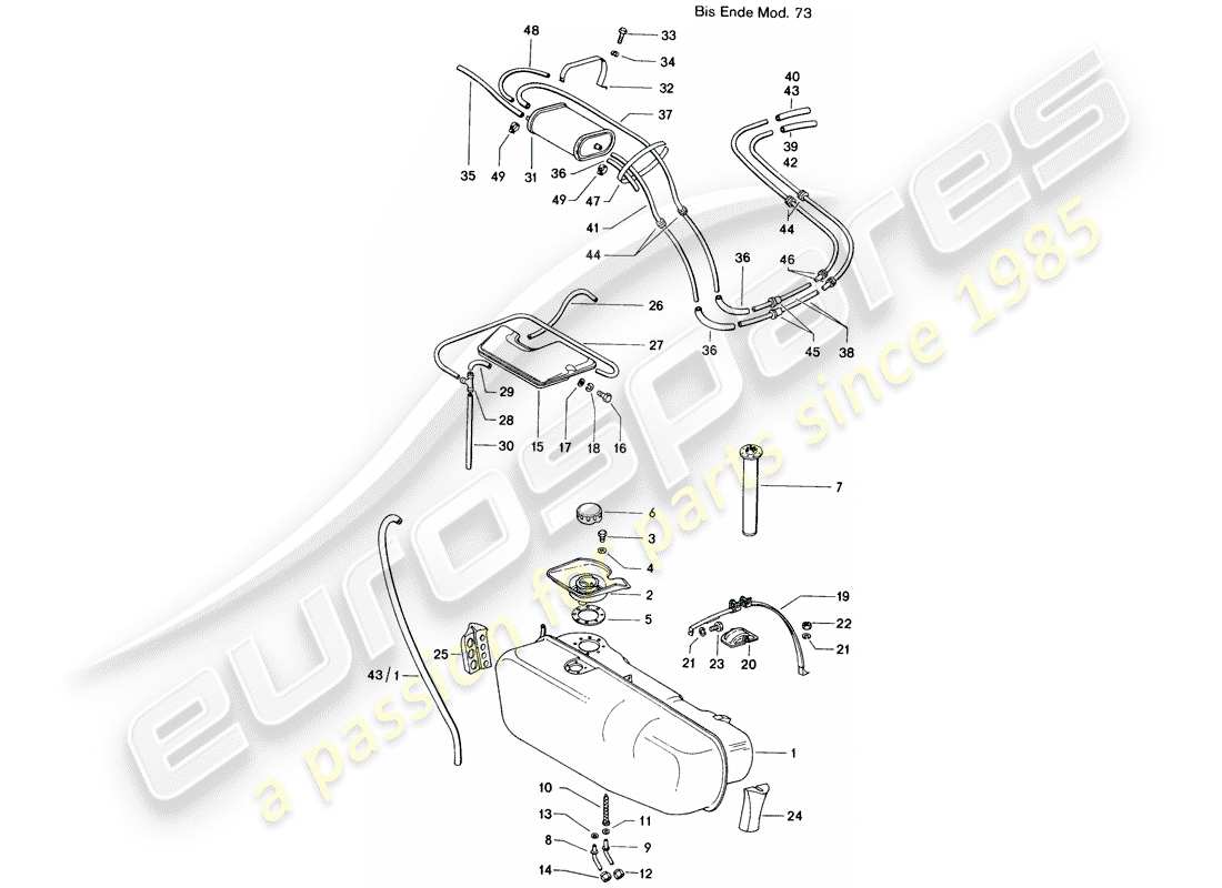 porsche 914 (1974) fuel tank - d >> - mj 1973 part diagram