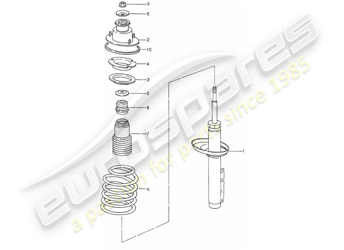 porsche boxster 986 (2004) shock absorber - coil spring part diagram