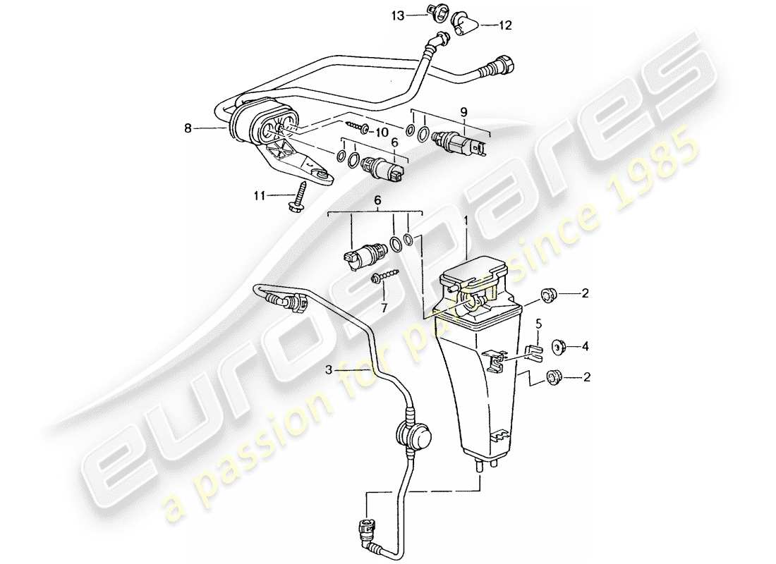 porsche boxster 986 (1997) evaporative emission canister part diagram