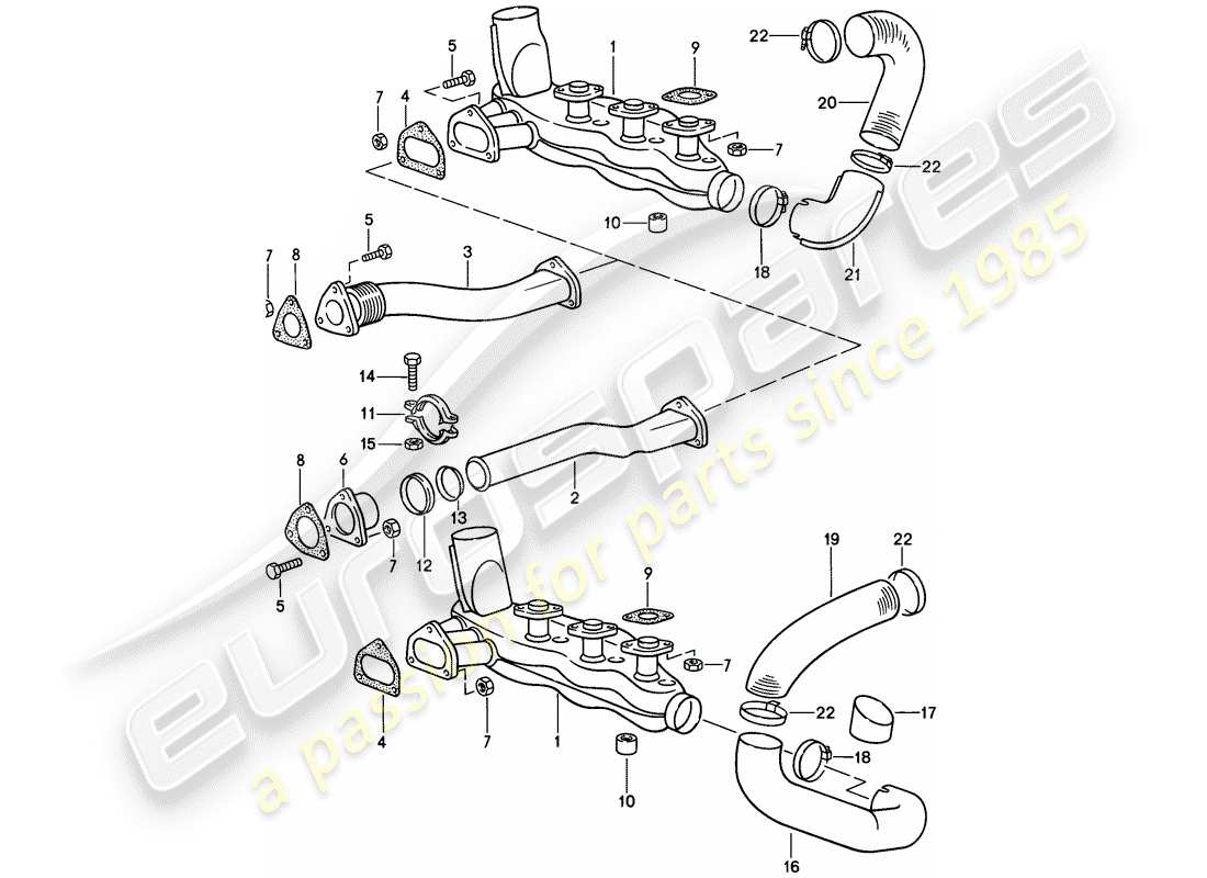 porsche 911 (1989) exhaust system part diagram