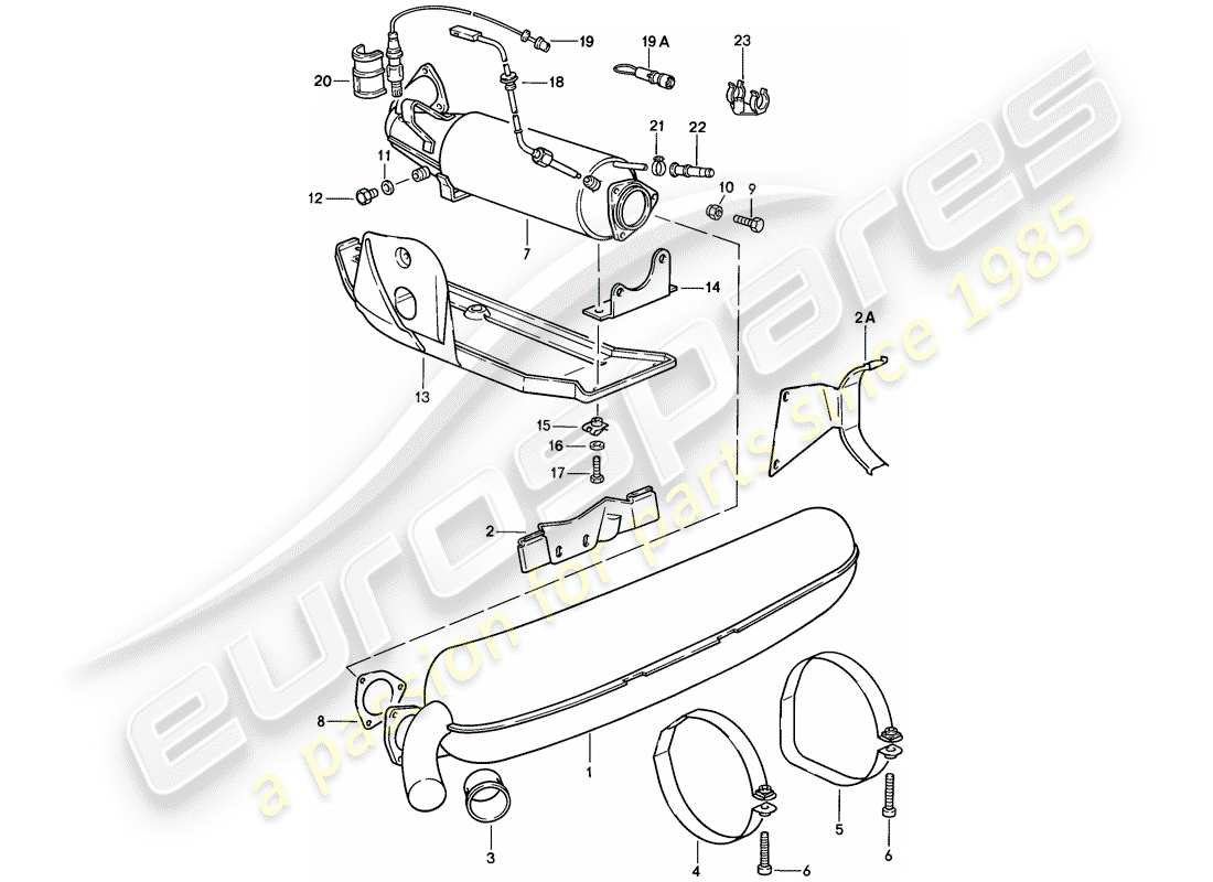 porsche 911 (1989) exhaust system part diagram