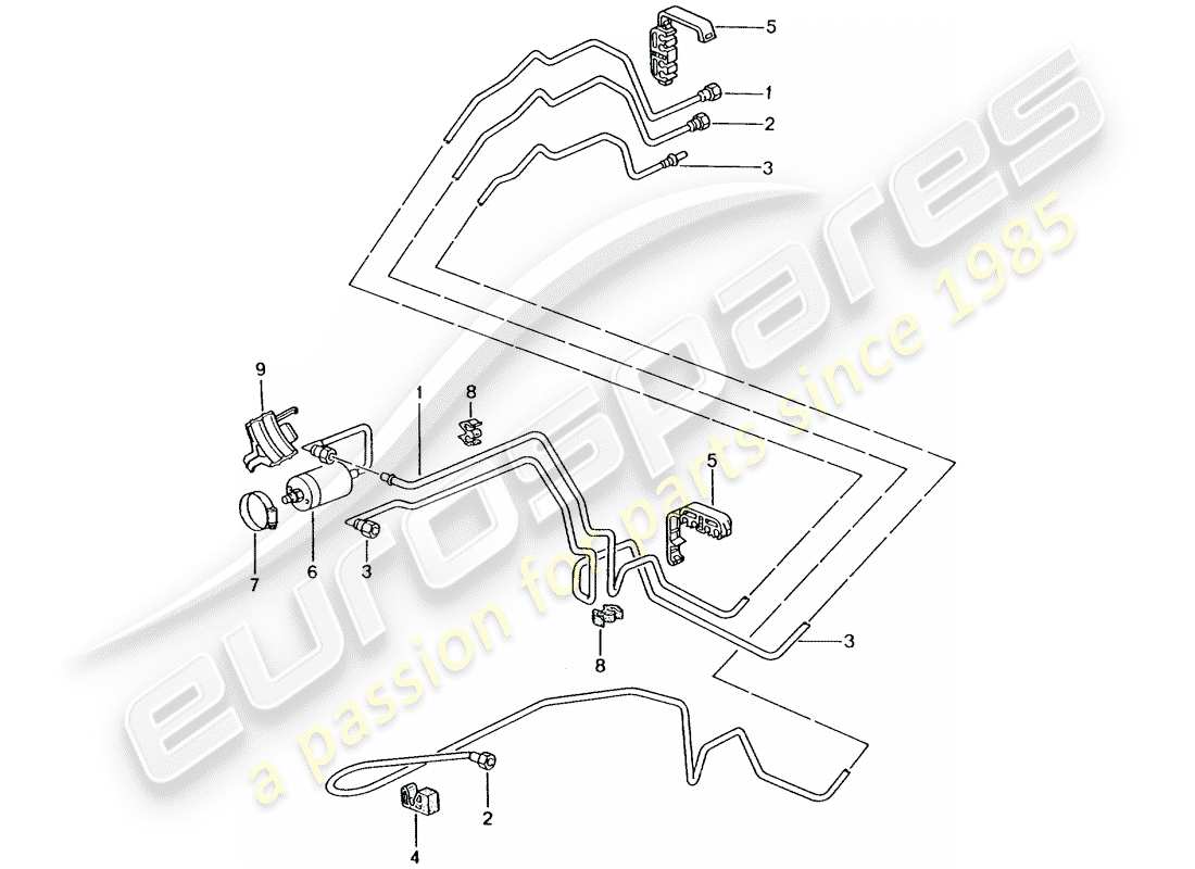 porsche 996 t/gt2 (2003) fuel system part diagram