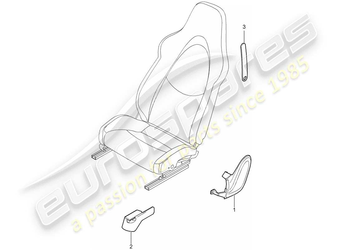 porsche cayman 987 (2007) front seat part diagram