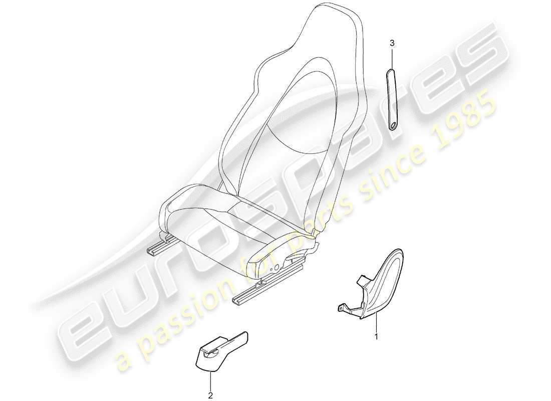 porsche cayman 987 (2009) front seat part diagram