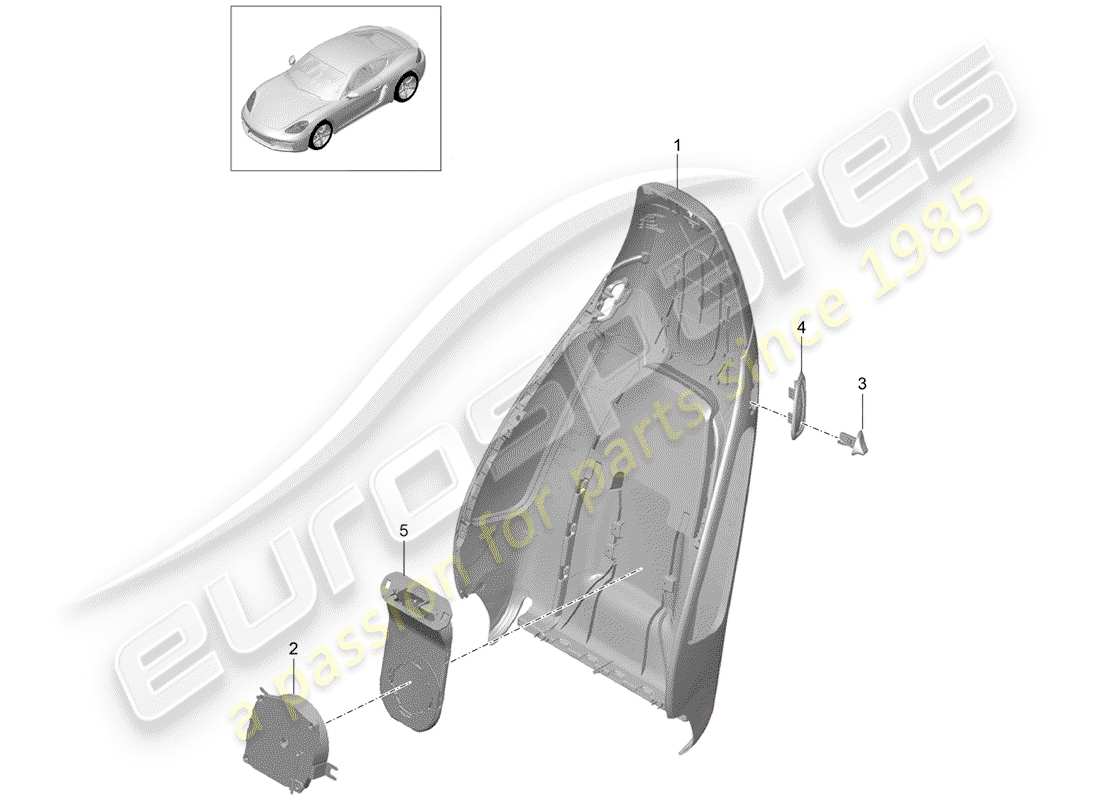 porsche 718 cayman (2018) backrest shell part diagram