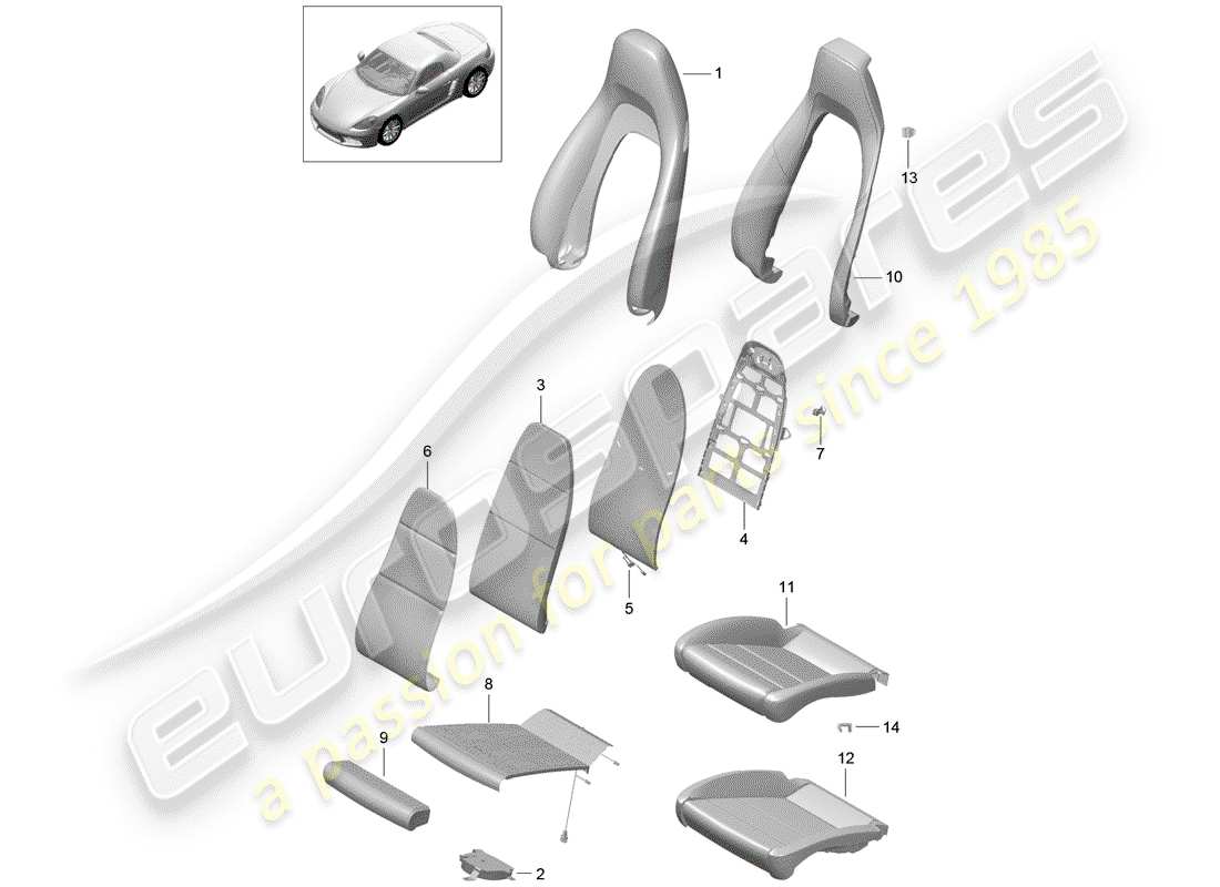 porsche 718 boxster (2020) foam part part diagram