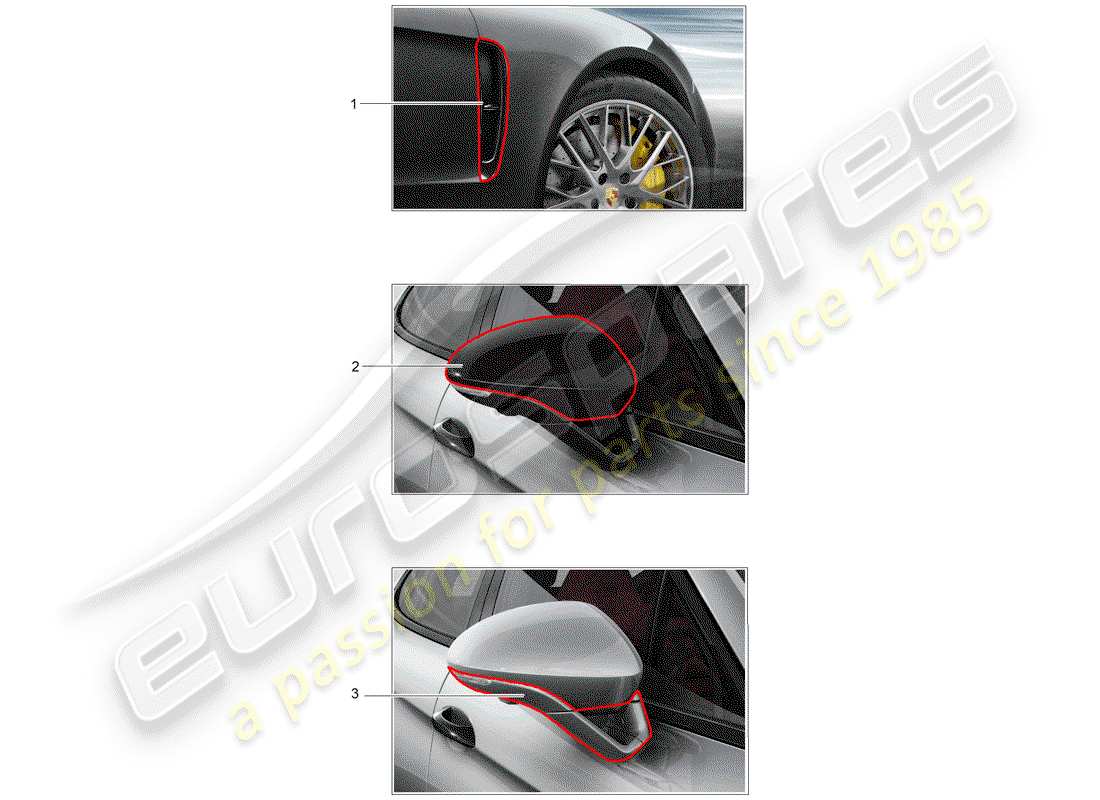 porsche tequipment panamera (2018) body part diagram