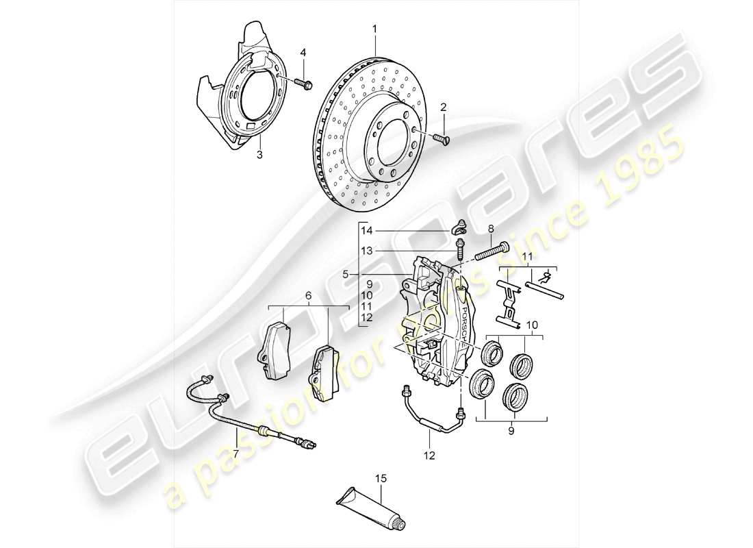 porsche cayman 987 (2010) disc brakes part diagram