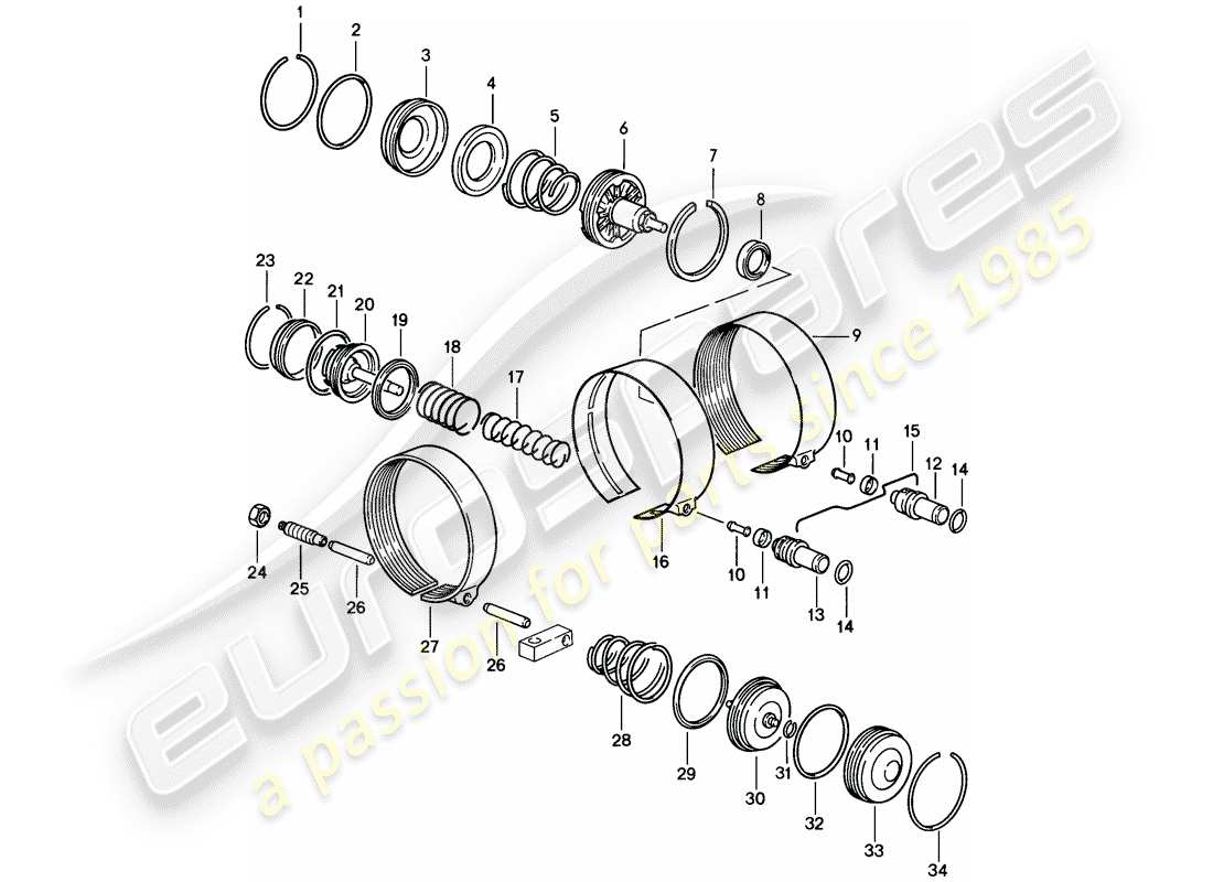 porsche 928 (1985) automatic transmission - brake bands - d - mj 1983>> - mj 1983 part diagram