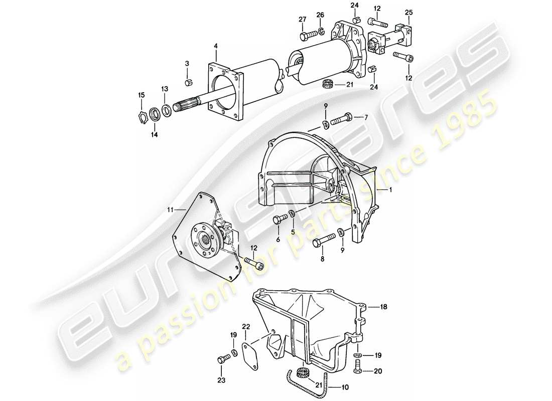 porsche 928 (1985) automatic transmission - central tube part diagram