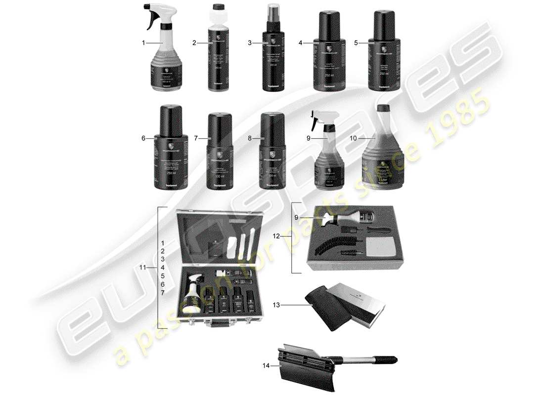 porsche tequipment catalogue (1991) cleaning agent part diagram