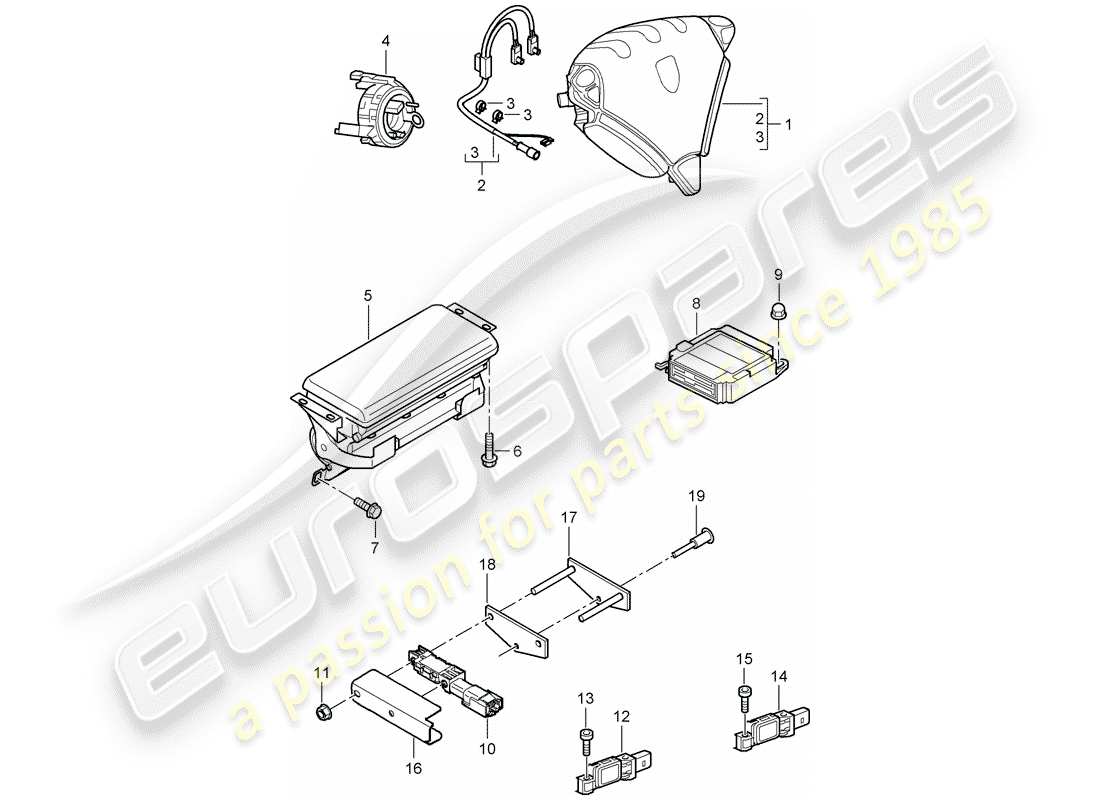 porsche cayenne (2005) airbag part diagram