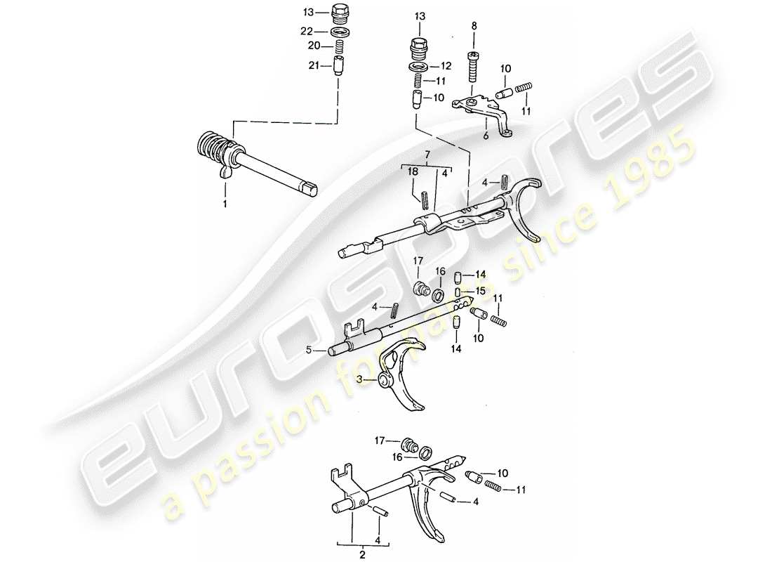 porsche 944 (1990) transmission control - for - manual gearbox part diagram