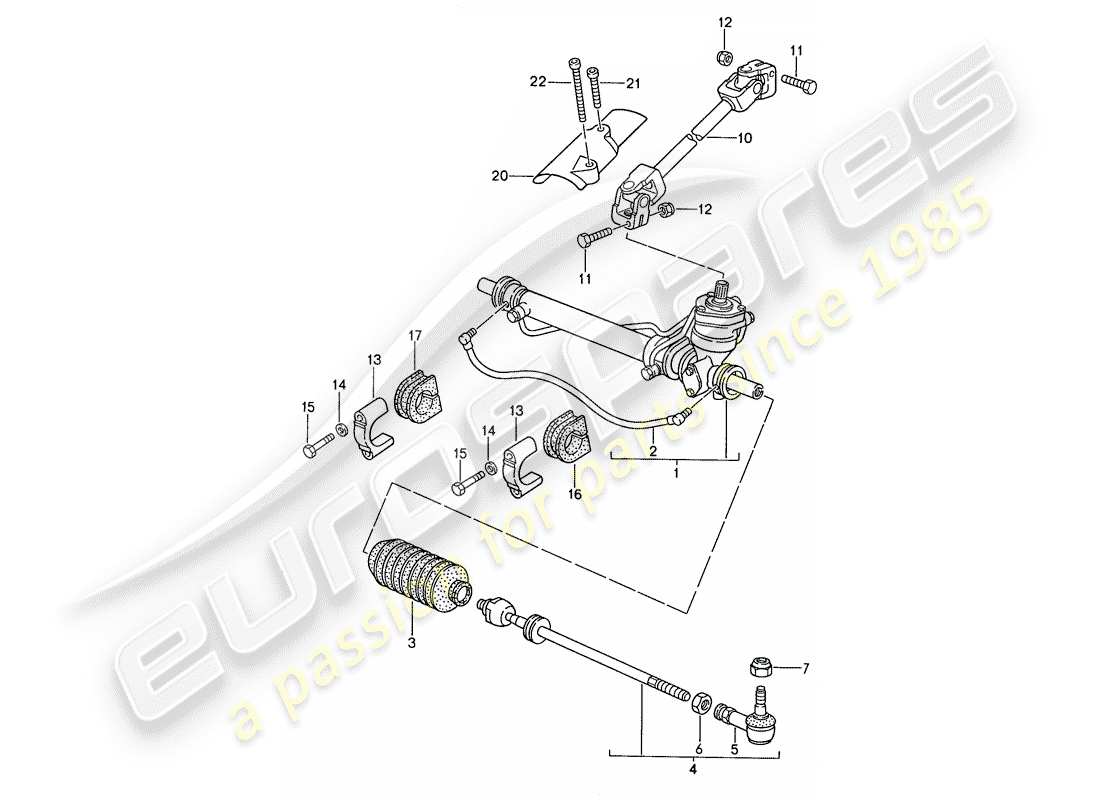 porsche 944 (1990) power steering - steering gear - steering track rod part diagram