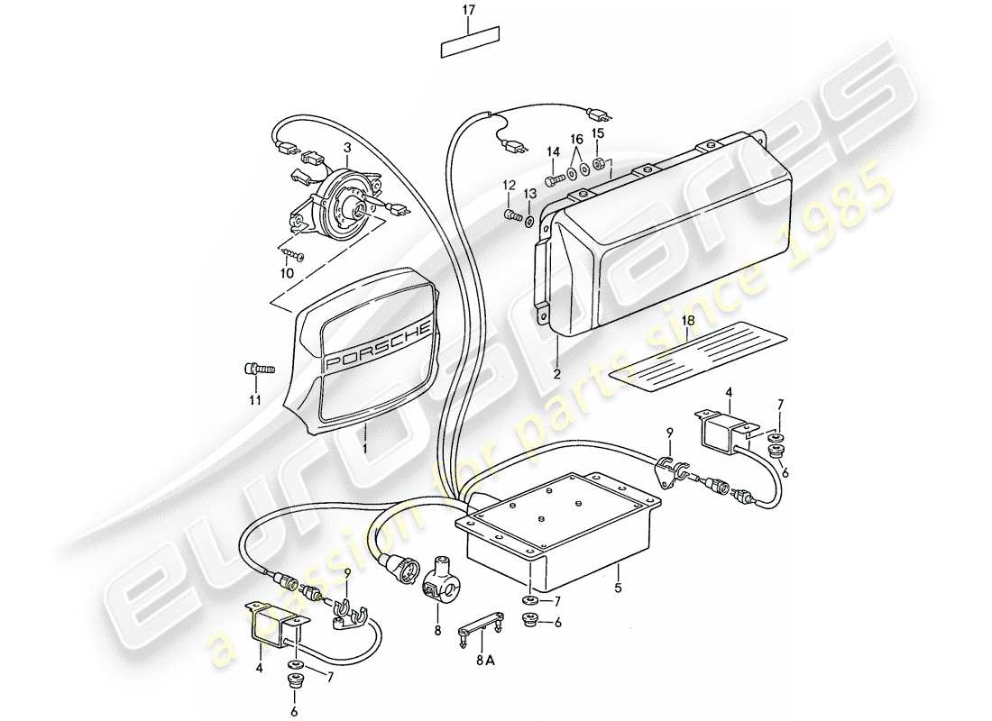 porsche 944 (1990) airbag - for part diagram