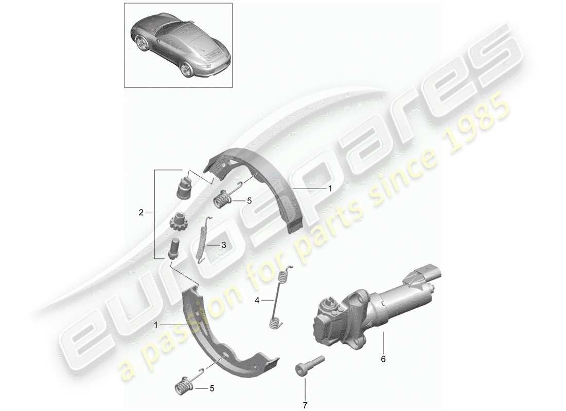 porsche 991 (2012) parking brake part diagram