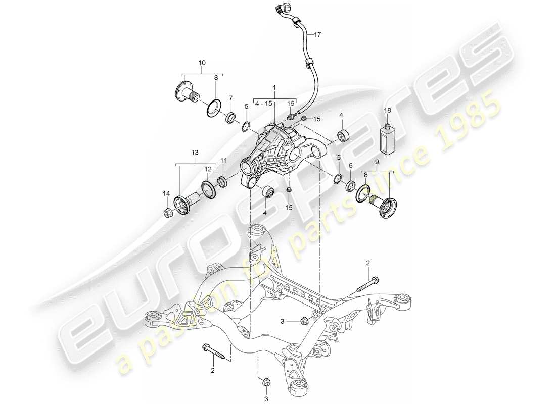 porsche cayenne (2006) rear axle differential part diagram