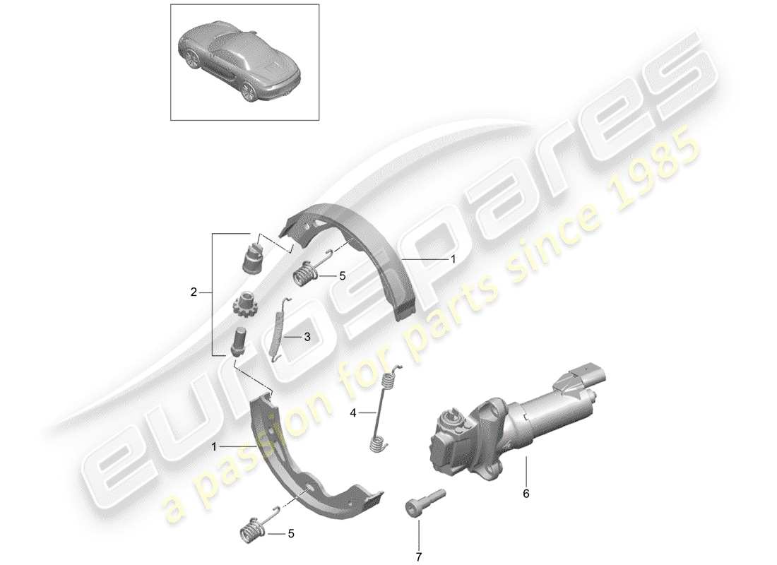 porsche boxster 981 (2016) parking brake part diagram