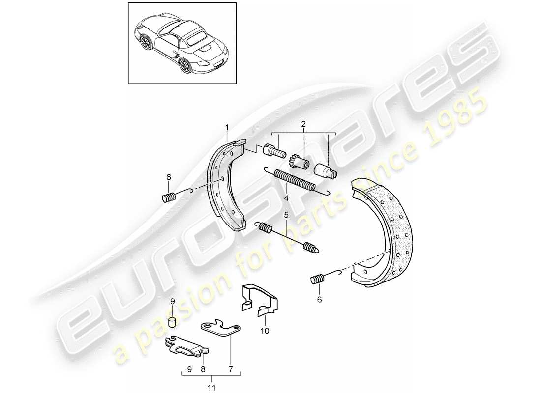 porsche boxster 987 (2010) handbrake part diagram