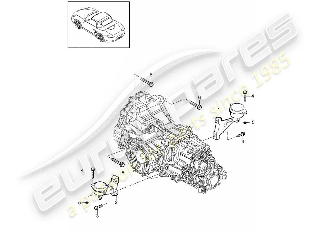 porsche boxster 987 (2009) manual gearbox part diagram