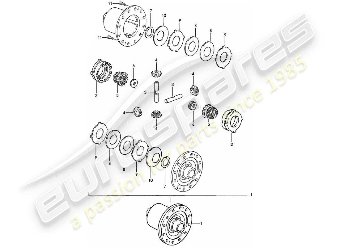 porsche 928 (1978) limited slip differential - manual gearbox part diagram