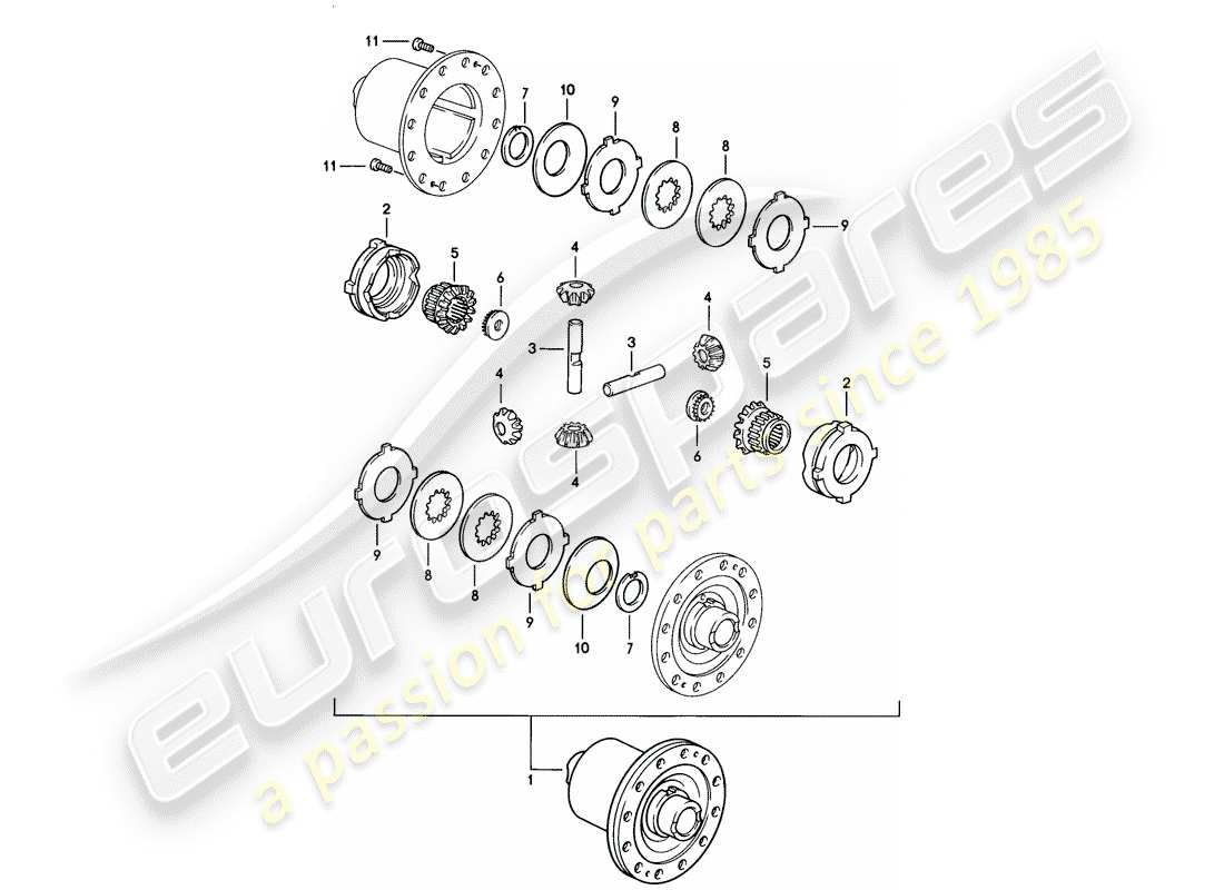 porsche 928 (1983) limited slip differential - manual gearbox part diagram