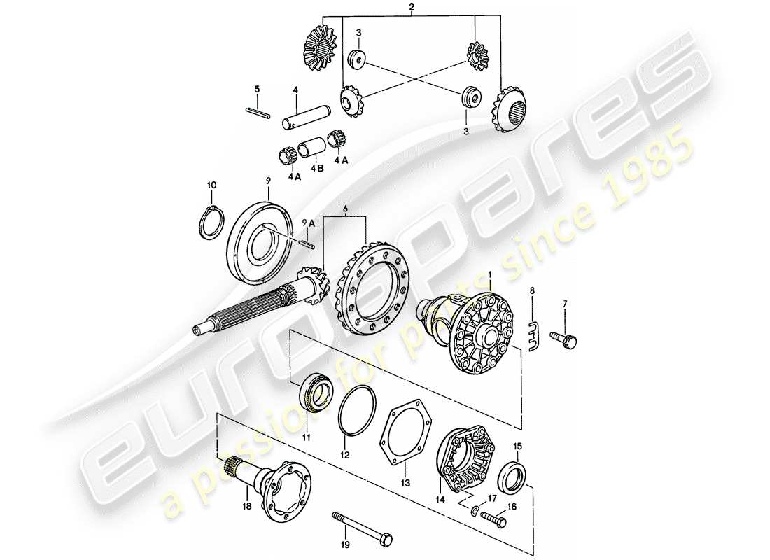 porsche 928 (1983) differential - manual gearbox - d >> - mj 1984 part diagram