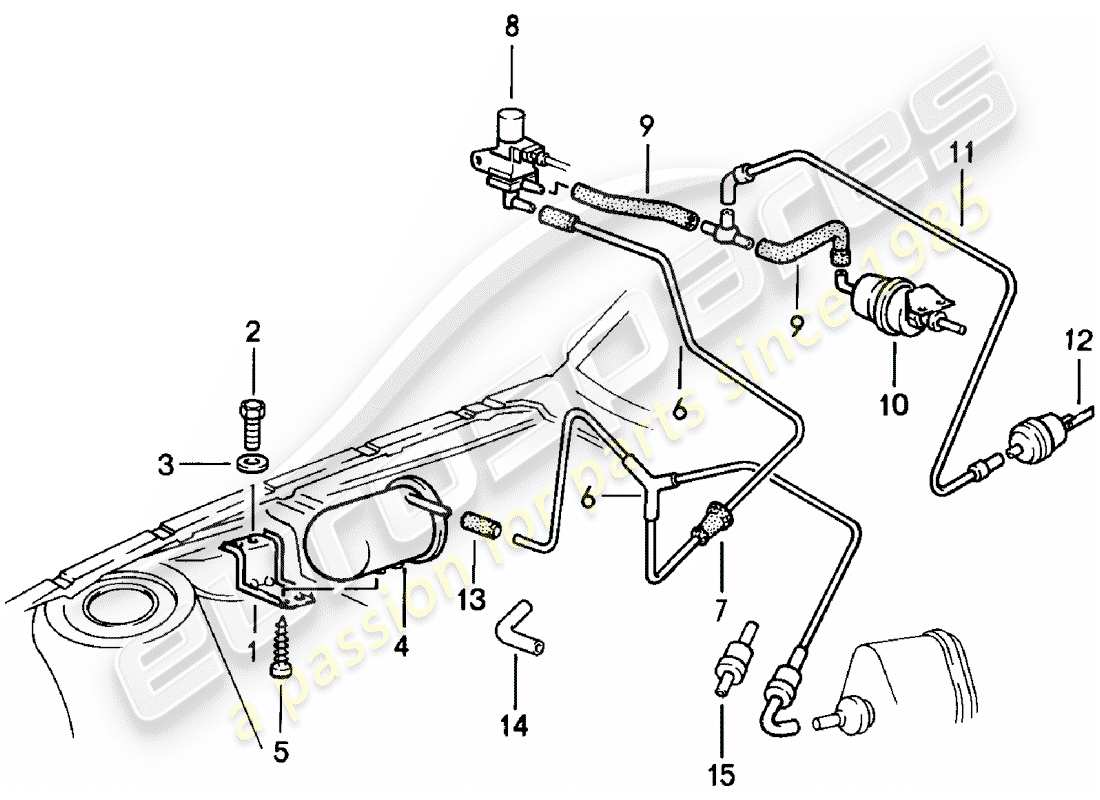 porsche 924 (1983) vacuum line - f 92-cn402 198>> - f 93-cn100 306>> part diagram