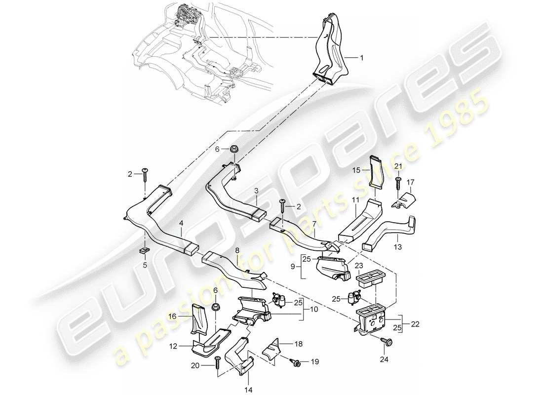 porsche cayenne (2006) air duct part diagram