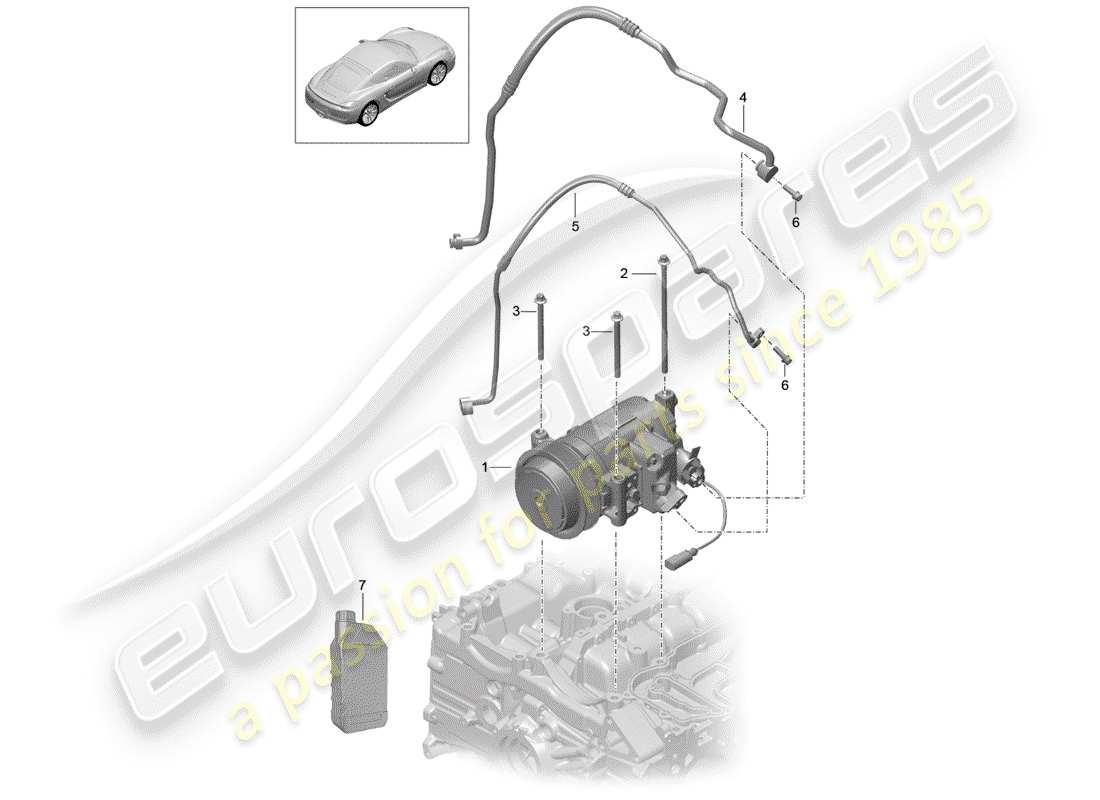 porsche cayman 981 (2016) compressor part diagram