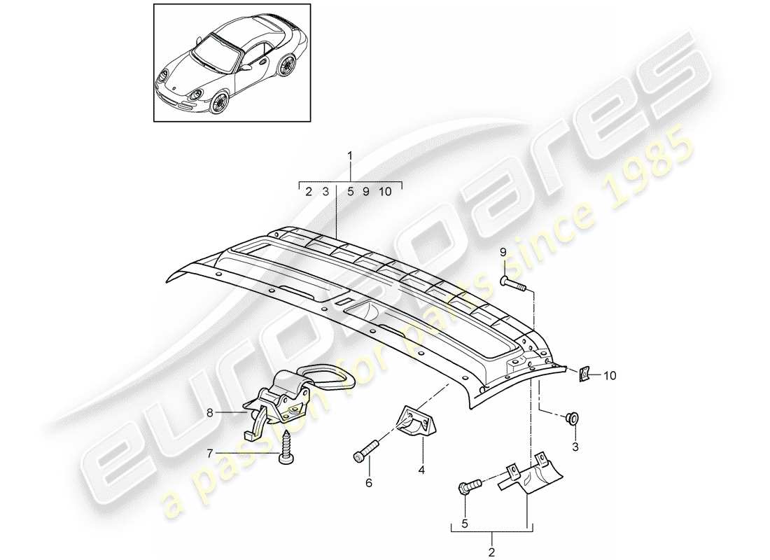 porsche 997 gen. 2 (2010) roof frame part diagram