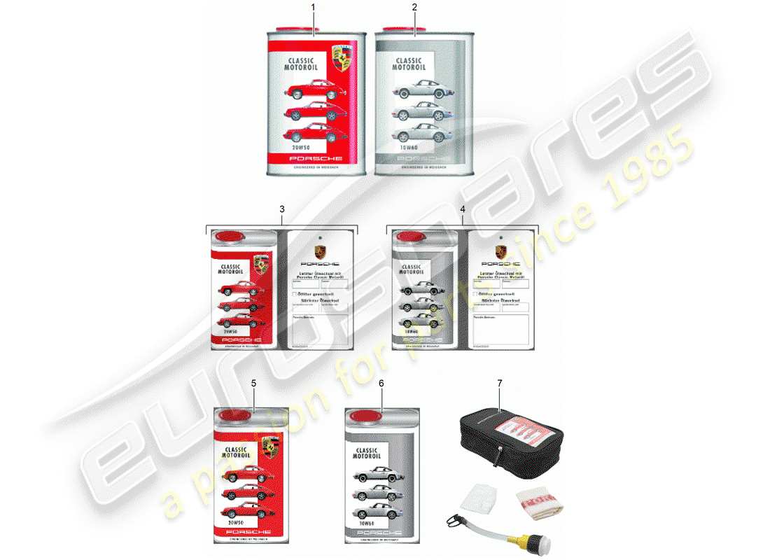 porsche classic accessories (1989) engine oil - porsche classic - 1950-1998 part diagram