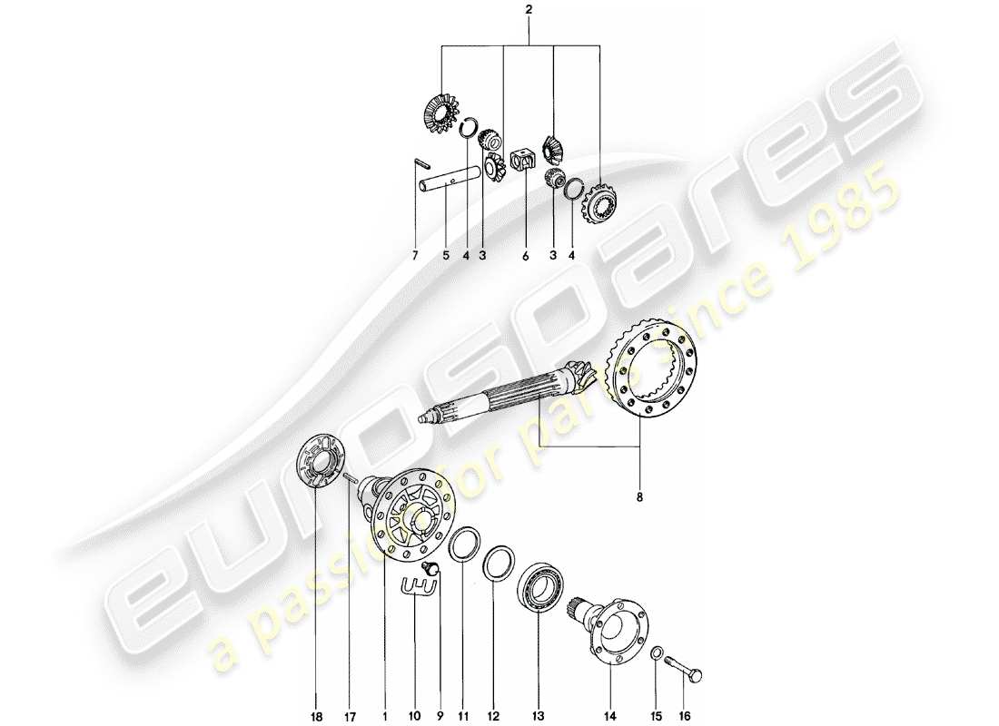 porsche 911 (1982) differential - spm part diagram