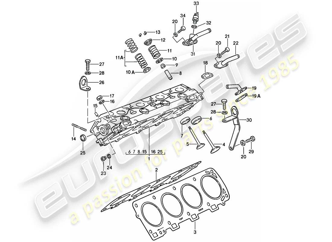 porsche 928 (1979) cylinder head part diagram