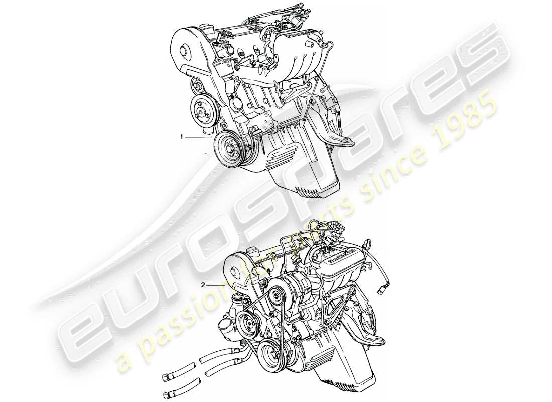 porsche 924 (1983) replacement engine - m>>65x12345 part diagram