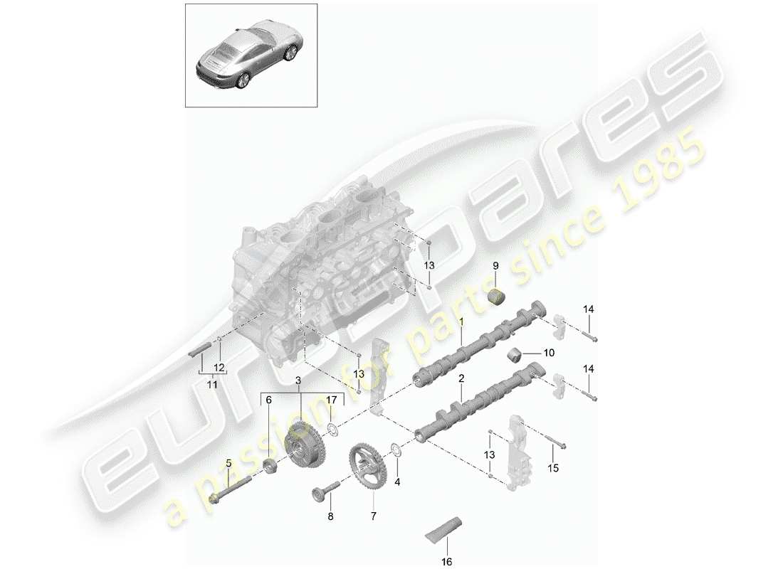 porsche 991 (2013) camshaft part diagram