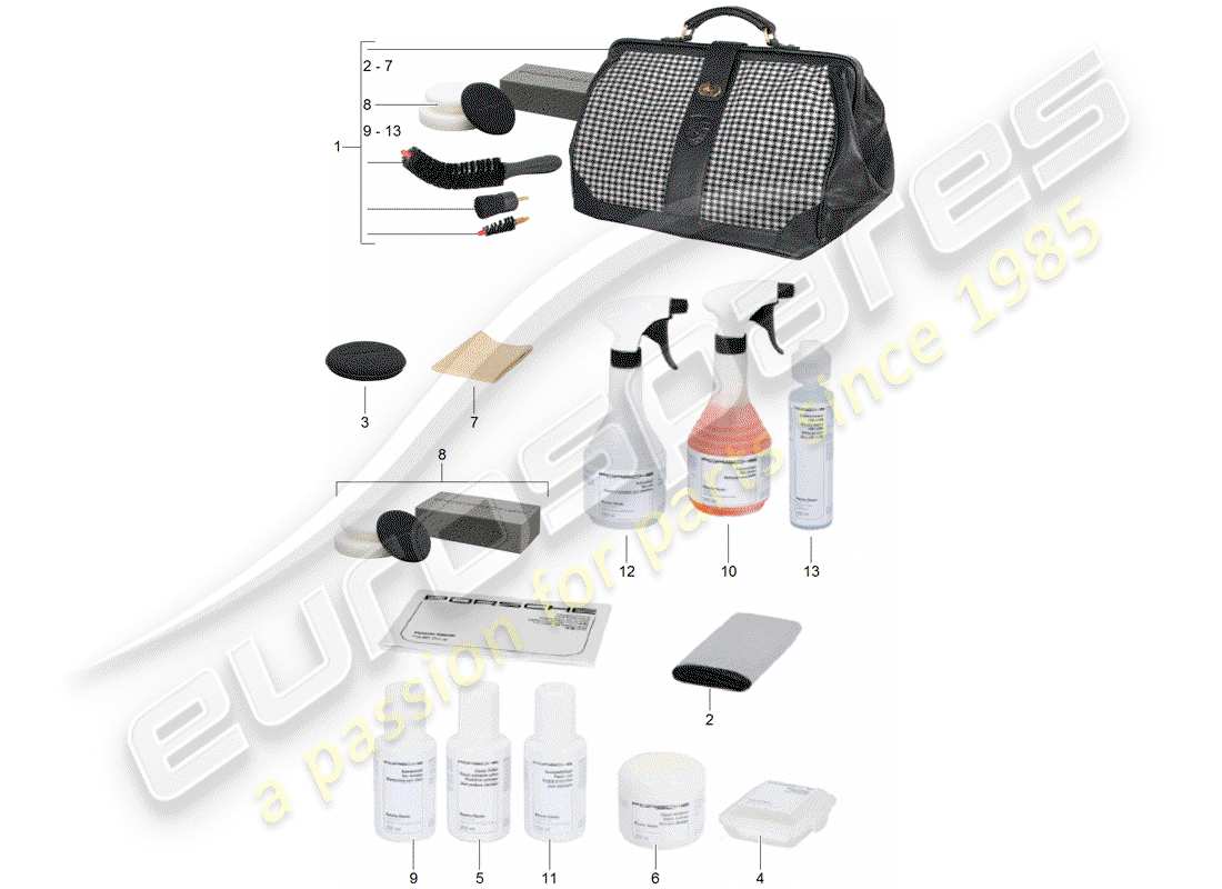 porsche classic accessories (1961) cleaning agent - porsche classic part diagram