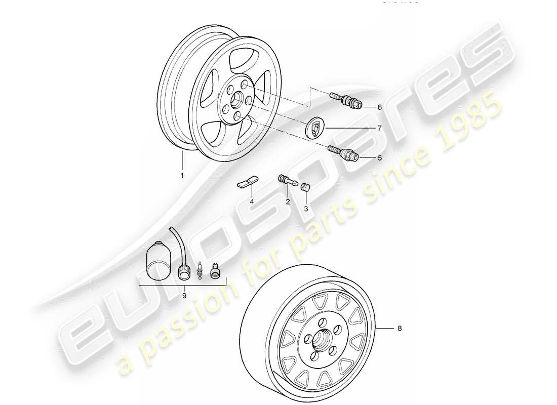 porsche 997 (2006) wheels part diagram