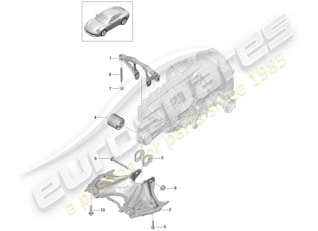 porsche 991 gen. 2 (2018) sub frame part diagram