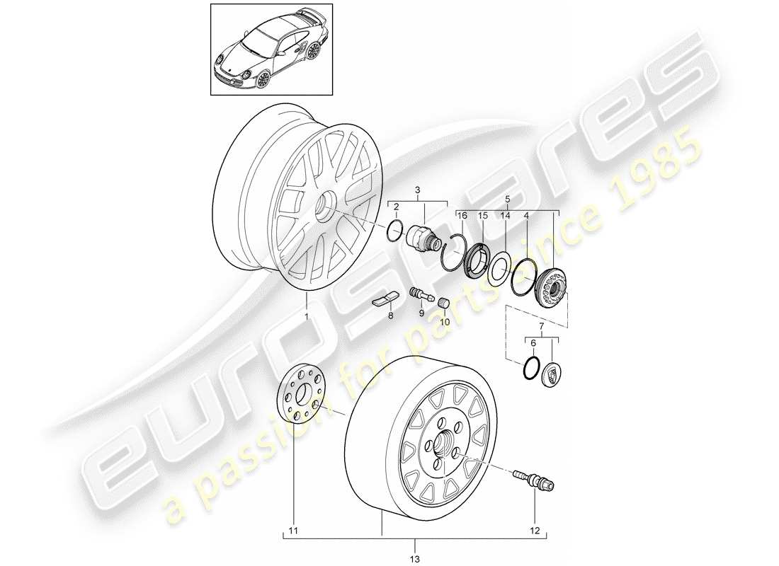 porsche 911 t/gt2rs (2013) central locking part diagram