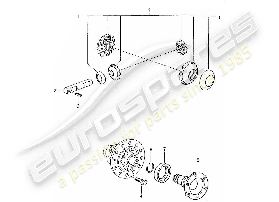 porsche boxster 986 (2002) differential - d - mj 2000>> part diagram