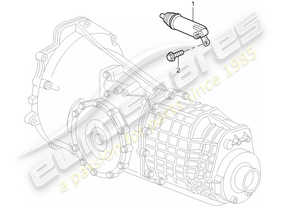 porsche boxster 986 (2002) hydraulic clutch - operation part diagram