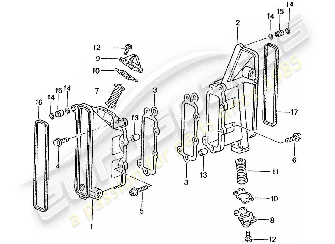 porsche 996 t/gt2 (2002) chain case - tensioner - chain part diagram